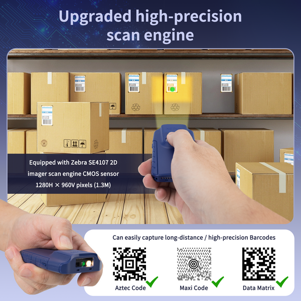 NETUM E950 Bluetooth 2D Barcode Scanner, Equipped with Zebra SE4107 2D imager scan engine, 3-in-1 Small Portable QR Bar Code ReaderWork with Tablet iOS Android Windows MacOS for Warehouse Inventory POS