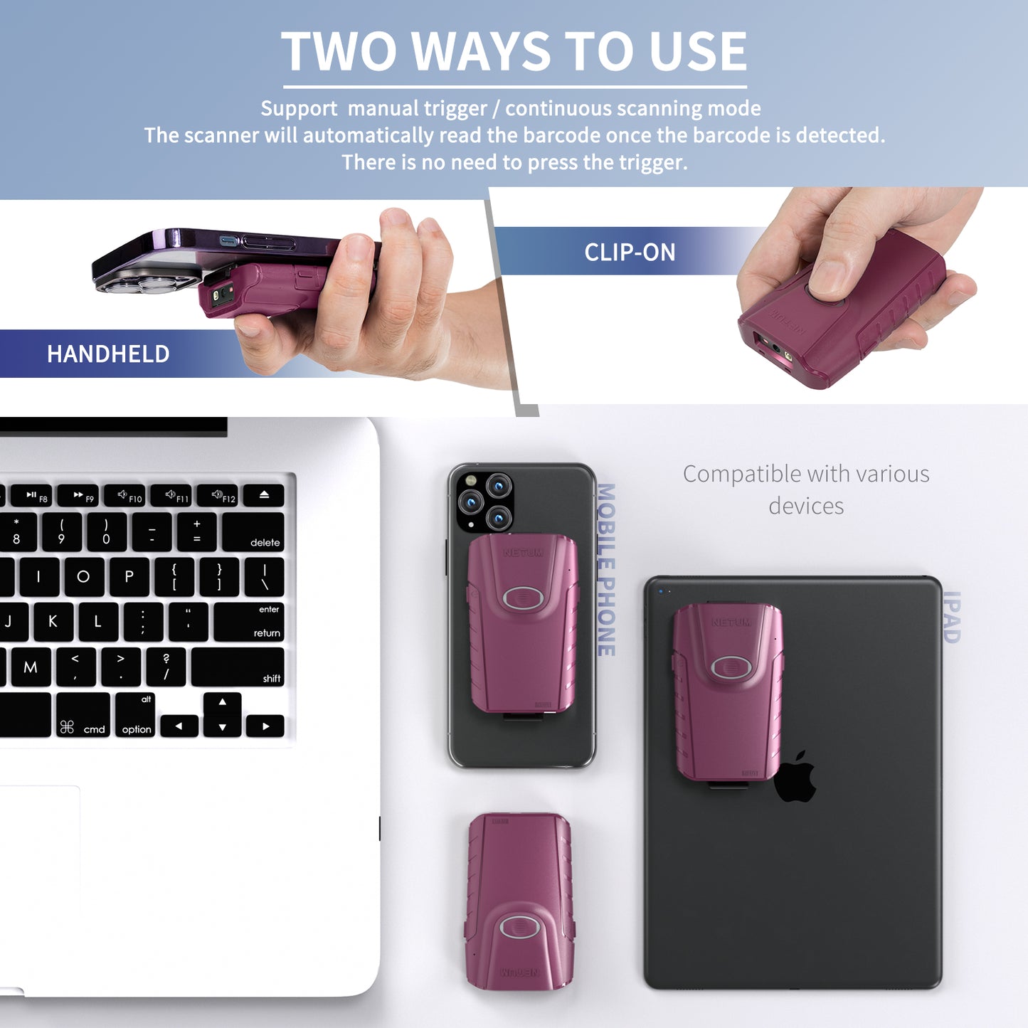 E900 2D Wireless Barcode Scanner