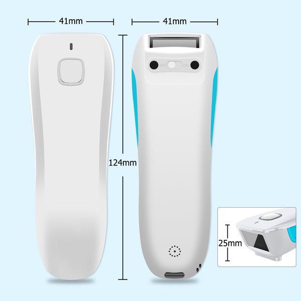NETUM C850 Upgraded Mini Wireless QR Barcode Scanner, 3 in 1 Bluetooth Portable Pocket Small 1D 2D Bar Code Reader, Antimicrobial, Automatic Fast, Precise scanning for POS, White