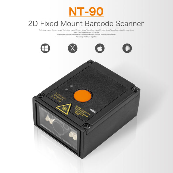 NETUM NT-90 Industrial QR Fixed Mount Barcode Scanner, 1D&2D USB RS232 Barcode Scanner with IR/Light Sensor