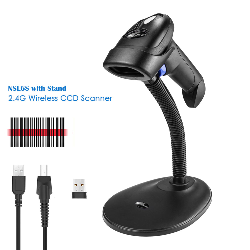 NetumScan L6S Wireless 1D Barcode Scanner, Handheld Wired&2.4G