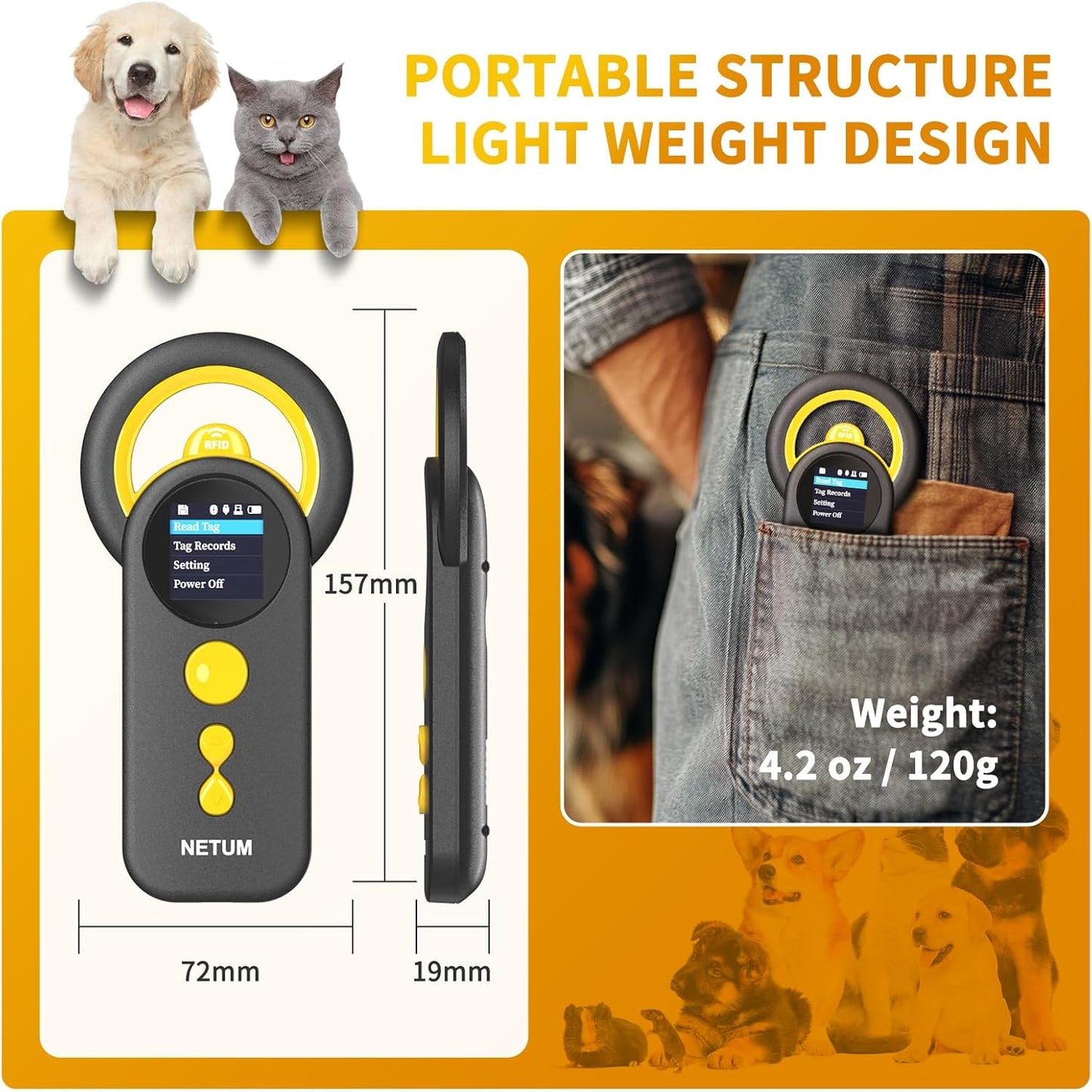 DJ-130 Pet Microchip Tag RFID Reader