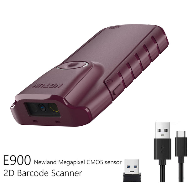 NETUM E900 Bluetooth 2D-Barcode-Scanner, ausgestattet mit Newland Megapixel CMOS-Sensor, 3-in-1 kleiner tragbarer QR-Barcode-Leser. Funktioniert mit Tablet iOS Android Windows MacOS für Lagerbestands-POS