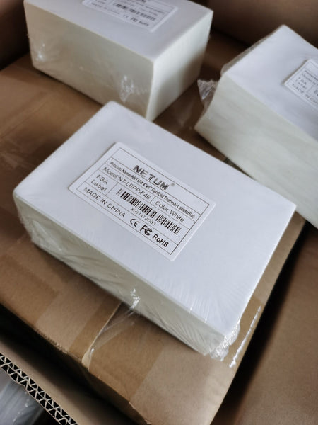NETUM 4" x 6" Fanfold Direct Thermal Labels - White Shipping Mailing Postage Labels, Perforated, Permanent Adhesive(1 Stack - 500 Labels)