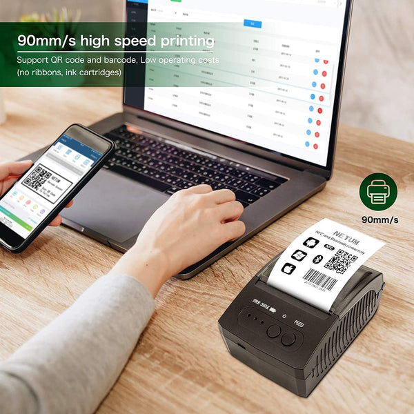 NETUM Portable 58mm Bluetooth Thermal Receipt Printer Support Android /IOS USB Thermal Printer for POS System NT-1809