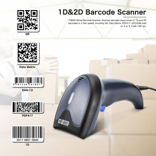 W9 Handheld 2D QR Barcode Scanner Reader USB Wired Imager Bar Code Scan for Mobile Payment Computer Screen Scanner