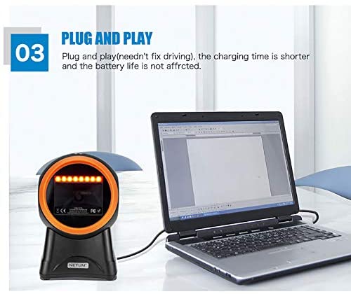 NETUM NT-2050M/NT-2055L Omnidirectional Hands-Free QR Scanner, USB Wired 1D&2D Bar code Reader