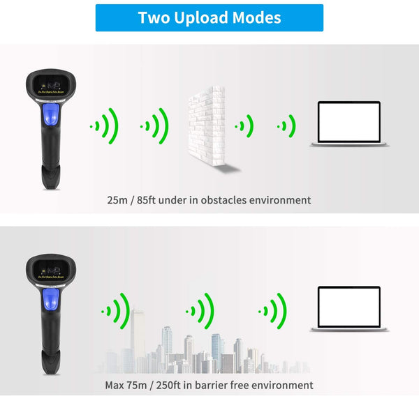 NetumScan L6S Kabelloser 1D-Barcode-Scanner, tragbarer kabelgebundener und kabelloser 2,4-G-CCD-Barcode-Scanner mit freihändig verstellbarem Ständer für Laptop oder PC