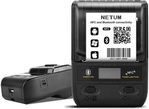 NetumScan G5 Tragbarer Bluetooth-Etikettendrucker, kabelloser USB-Thermo-Etikettendrucker, kompatibel mit Android- und iOS-Systemen, einfach zu bedienende Büro- und Heimorganisation, wiederaufladbar über USB 