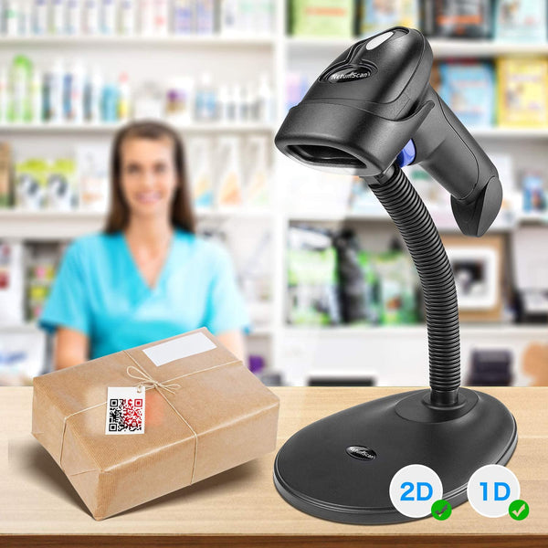 NetumScan L6S Wireless 1D Barcode Scanner, Handheld Wired&2.4G Wireless CCD Bar Code Scanner Reader with Hands Free Adjustable Stand for Laptop or PC Computer