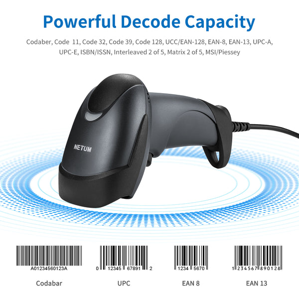 NETUM USB Laser Barcode Scanner Wired Handheld Bar Code Scanner Reader for Supermarket POS System - NT-M1
